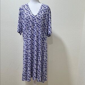 MICHAEL KORS Elegant Floral Midi Dress in Blue